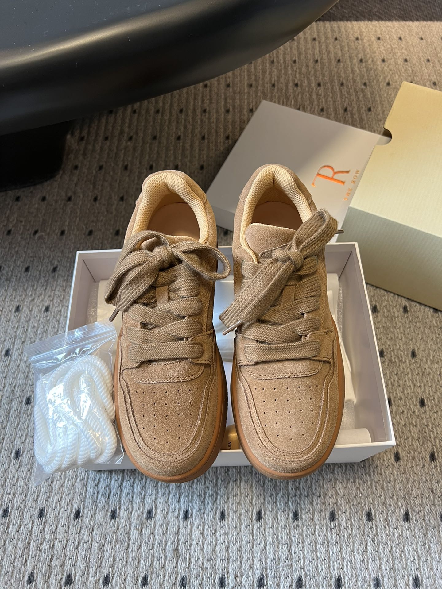 The Row 2025 Smiley Face Sneaker Tan Suede 561651