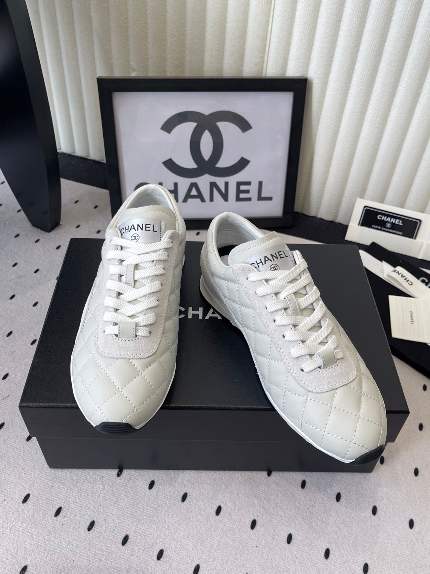 Chanel 2025 Quilted Sneaker White Suede Lambskin 554520