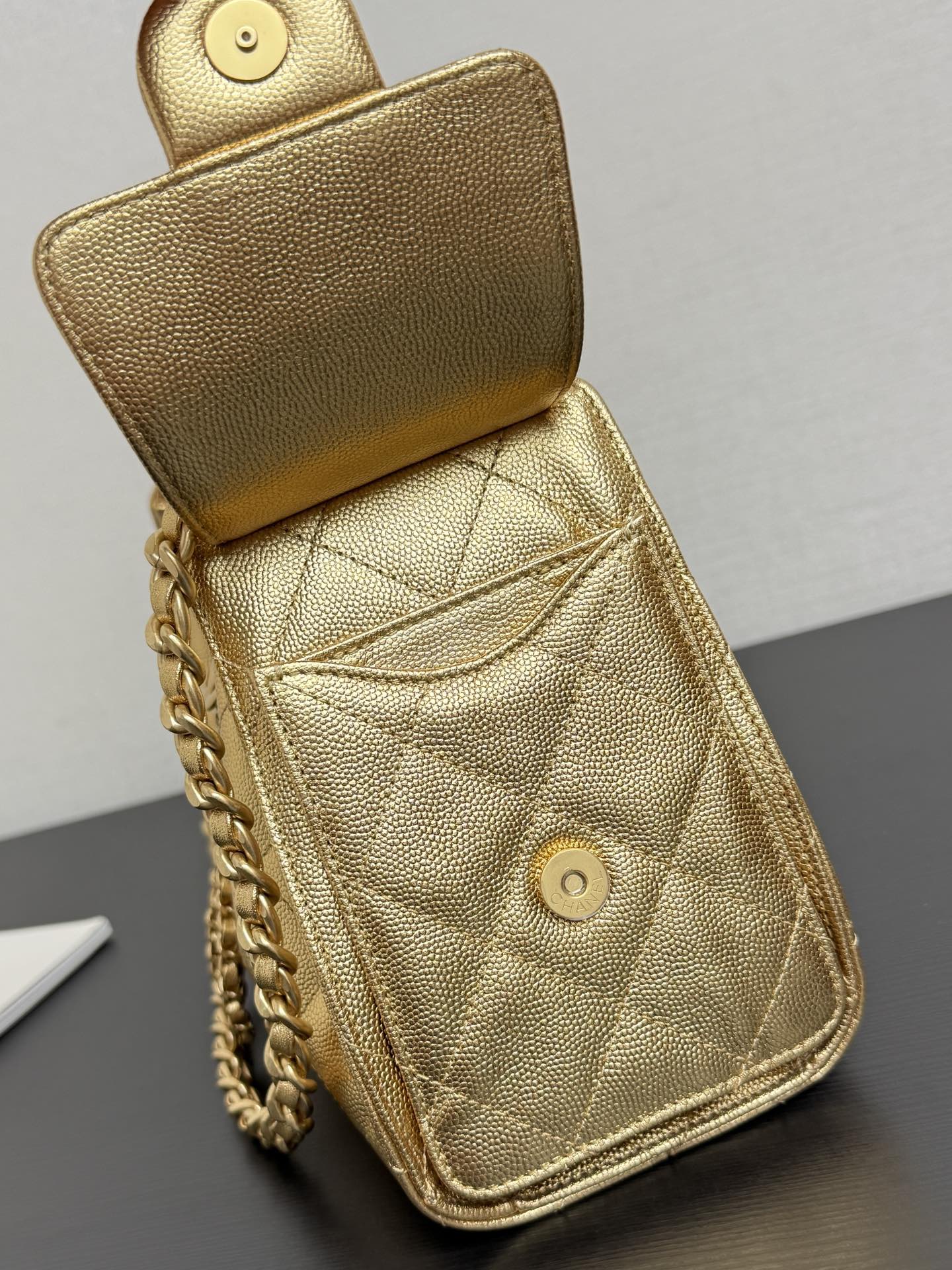 Chanel 2026 Hobo Bag 22cm Gold Grained Calfskin