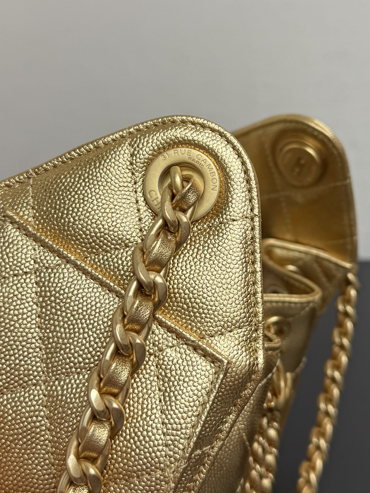 Chanel 2026 Hobo Bag 22cm Gold Grained Calfskin