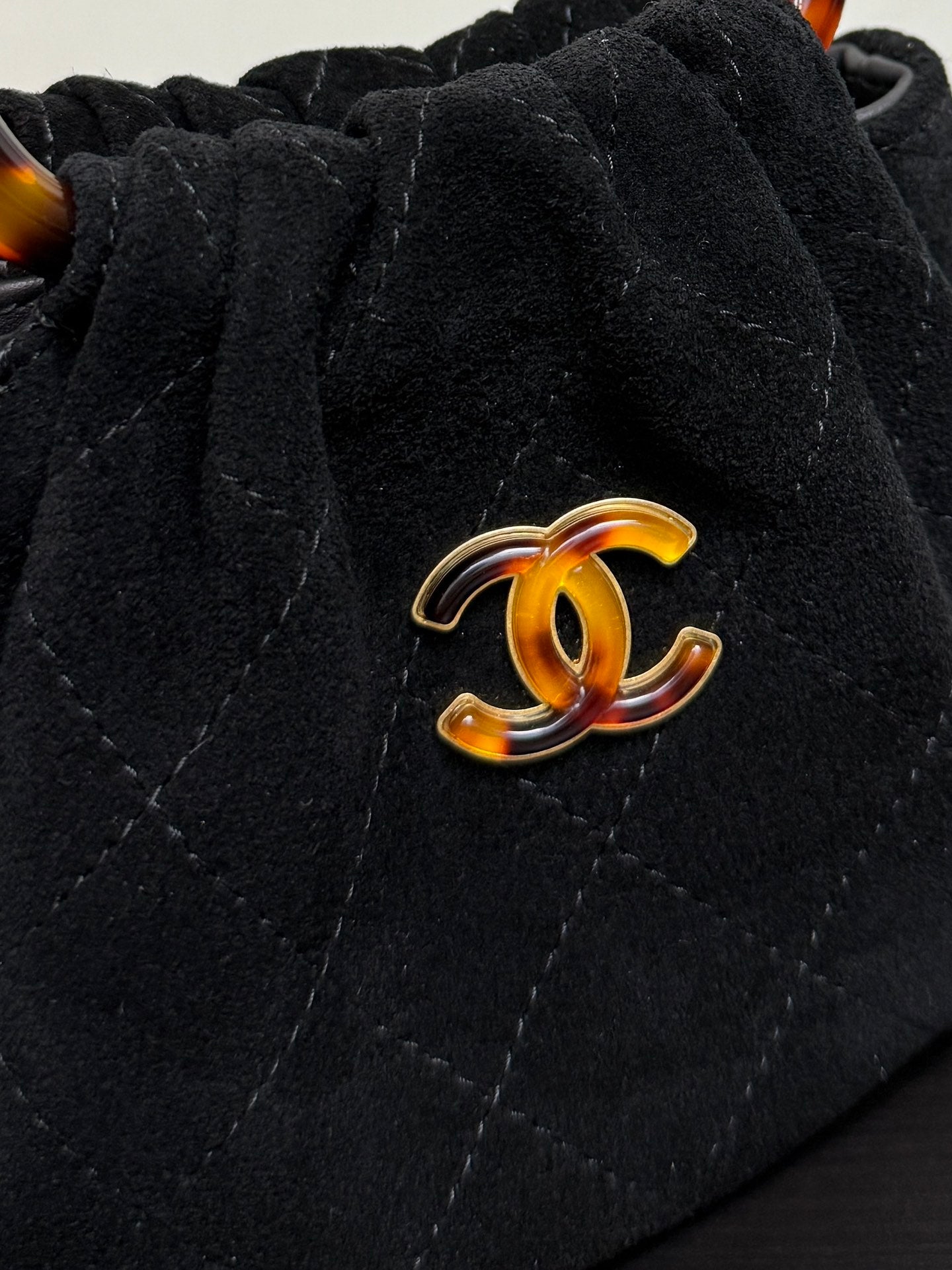 Chanel 2026 Mini Pouch 16cm Black Tortoiseshell Suede Effect Plexi