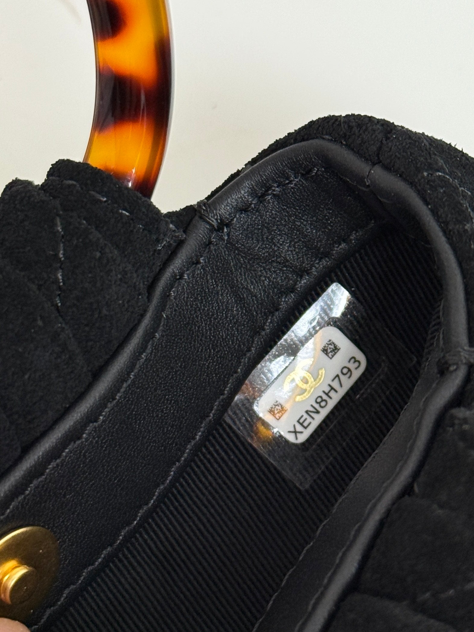 Chanel 2026 Mini Pouch 16cm Black Tortoiseshell Suede Effect Plexi