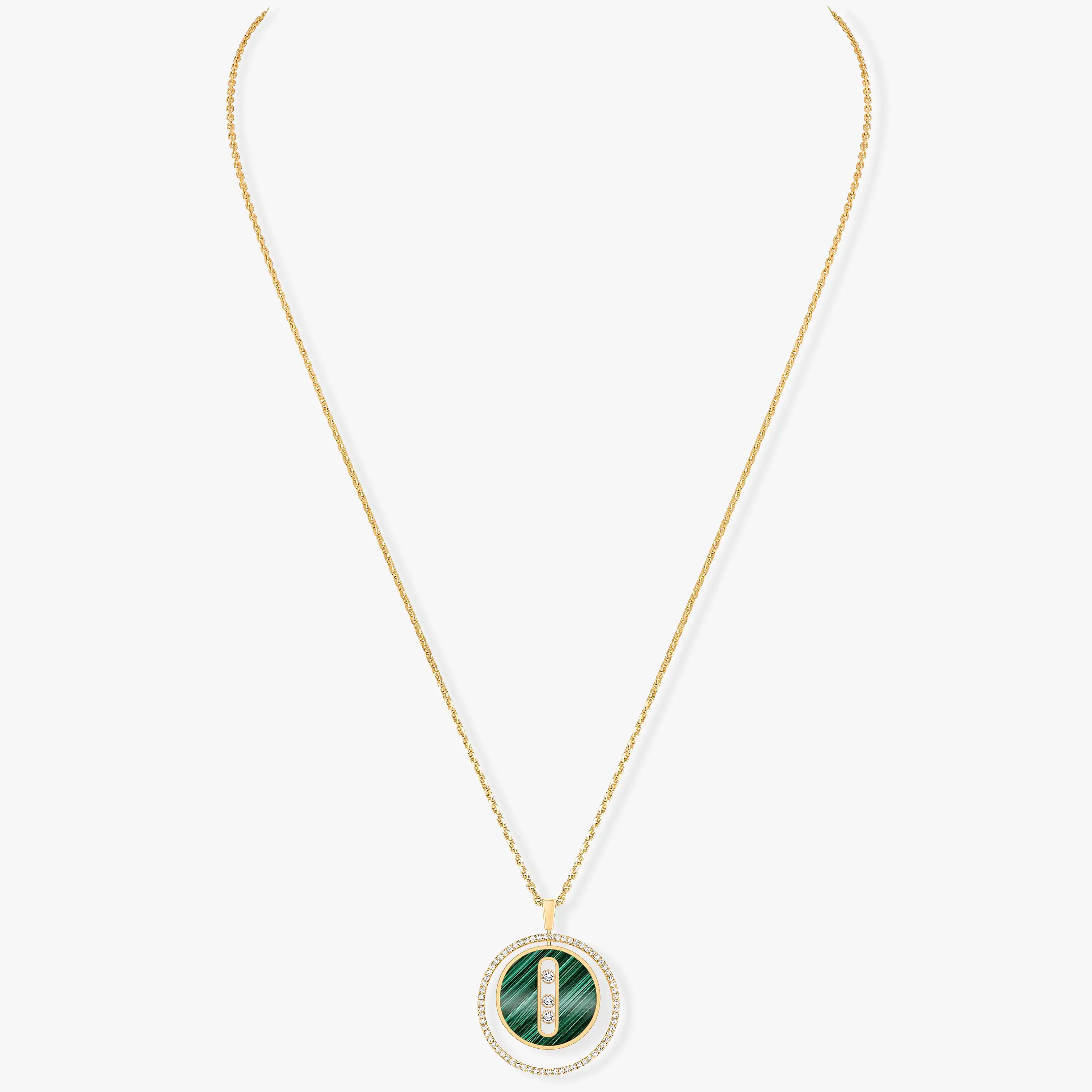 LUCKY MOVE 3 DIAMOND MALACHITE GOLD DIAMOND NECKLACE