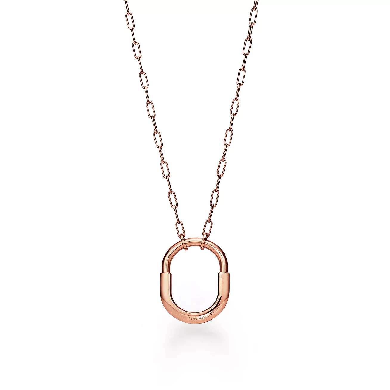 LOCK NECKLACE MEDIUM PENDANT PINK GOLD PAVED DIAMONDS