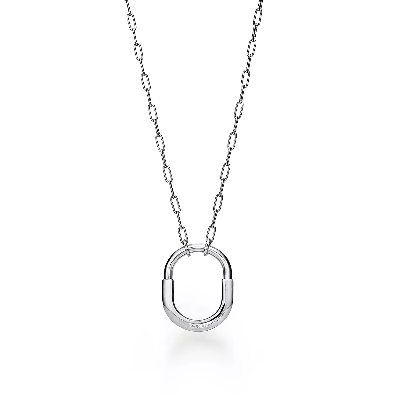 LOCK NECKLACE MEDIUM PENDANT SILVER PAVED DIAMONDS