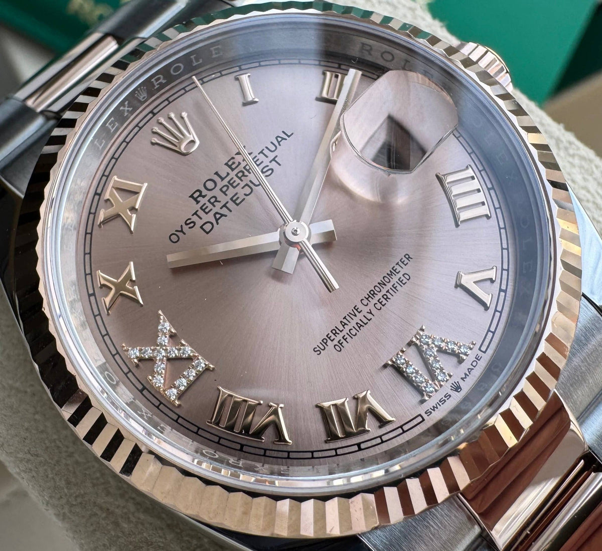 Rolex Datejust 36mm Stainless Steel and Rose Gold Rose VI IX Roman Oyster