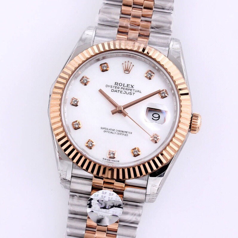 DATEJUST 41MM TWO-TONE WHITE DIAL DIAMOND NUMERAL