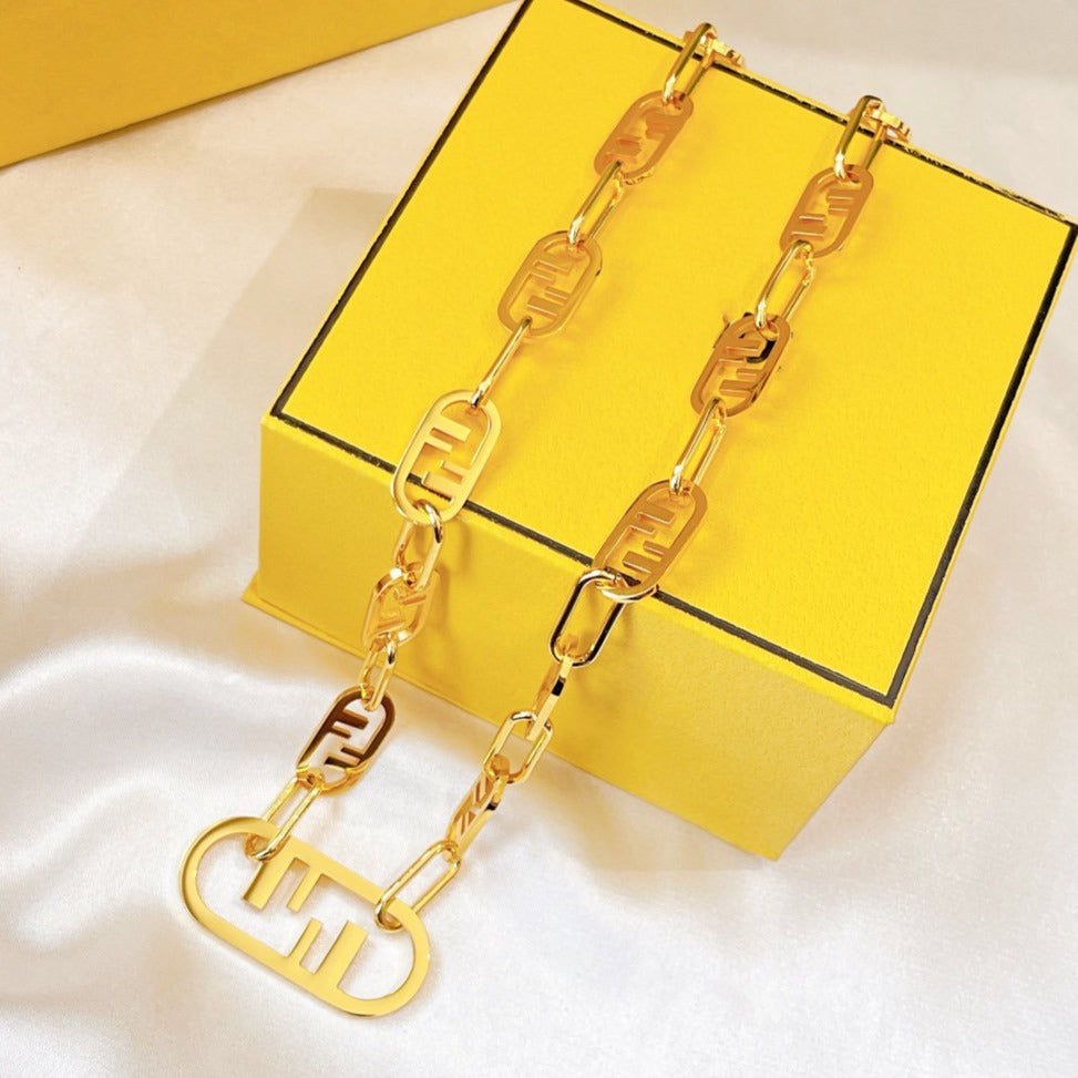 FF LOGO MOTIF GOLD NECKLACE