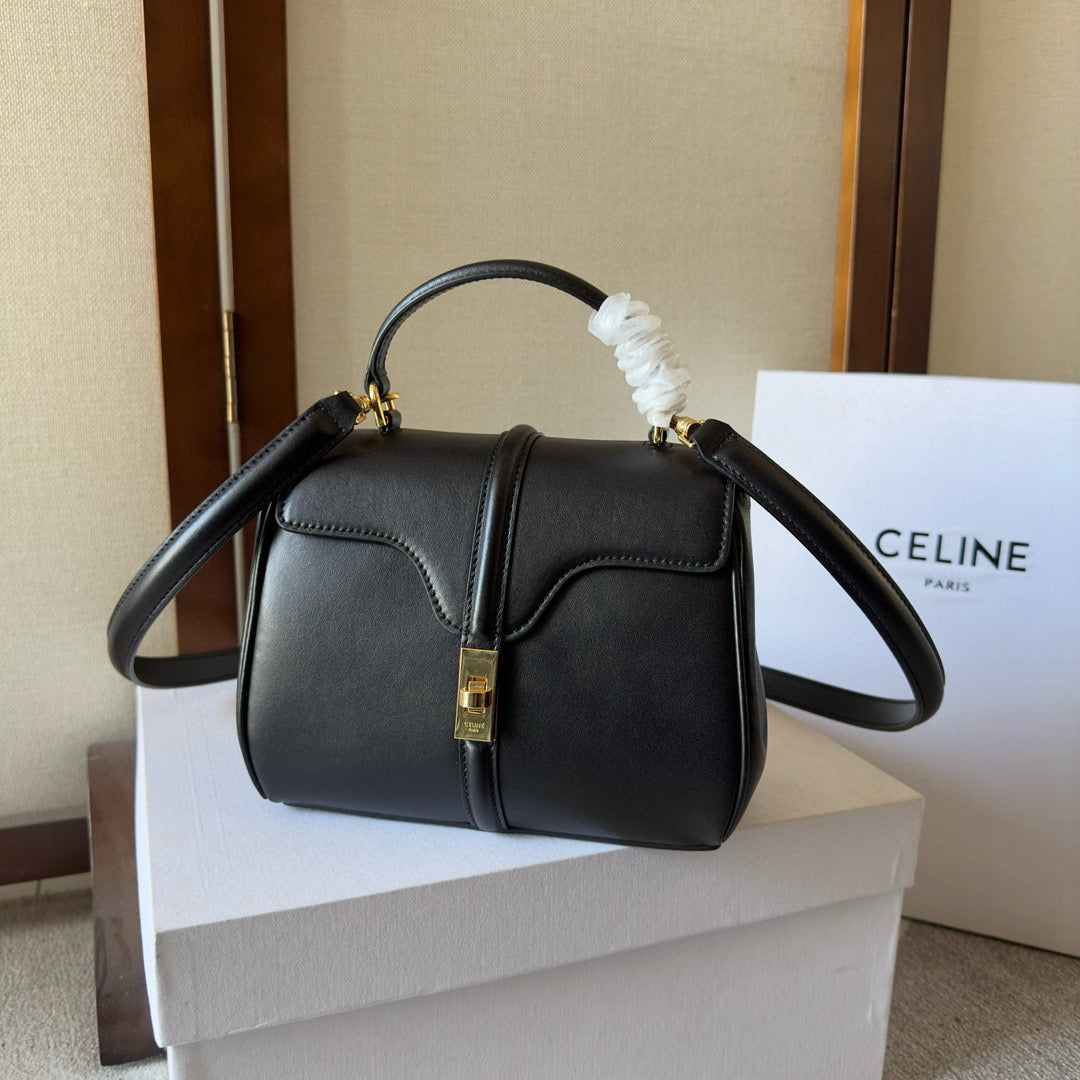 MINI 16 BAG 18CM IN SATINATED CALFSKIN BLACK