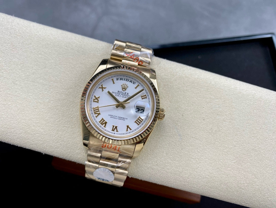 DAY-DATE 36MM GOLD CASE WHITE DIAL