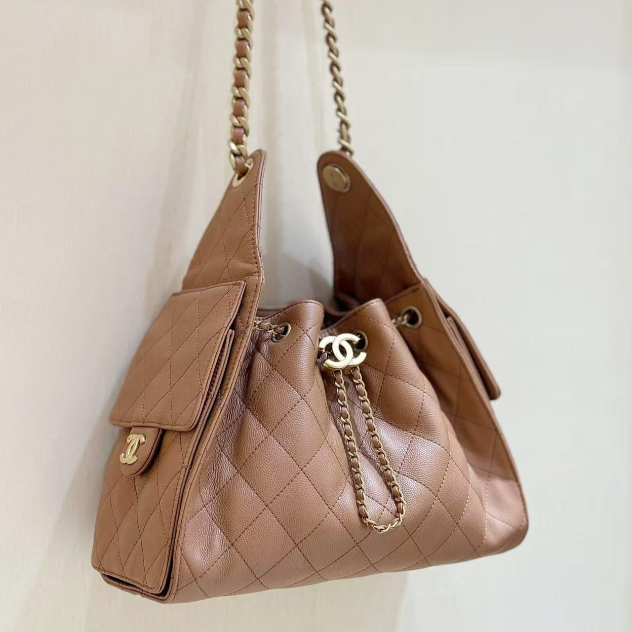 CC 25C Hobo Bag 30cm Brown Grained Calfskin