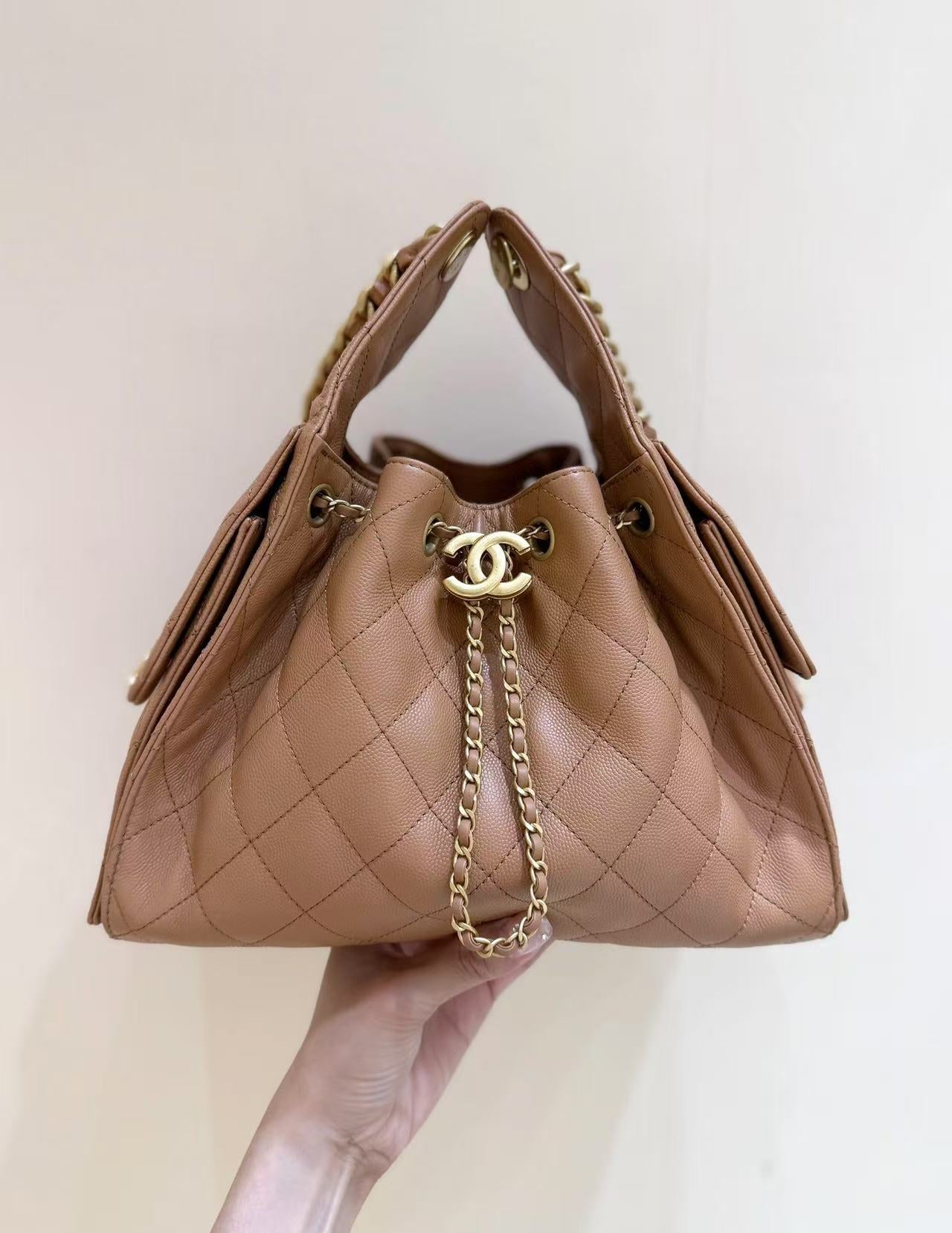 CC 25C Hobo Bag 30cm Brown Grained Calfskin