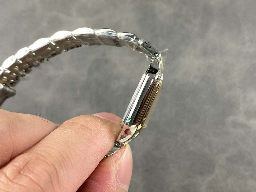 PANTHERE DE CARTIE 22MM QUARTZ GOLD STEEL WHITE DIAL