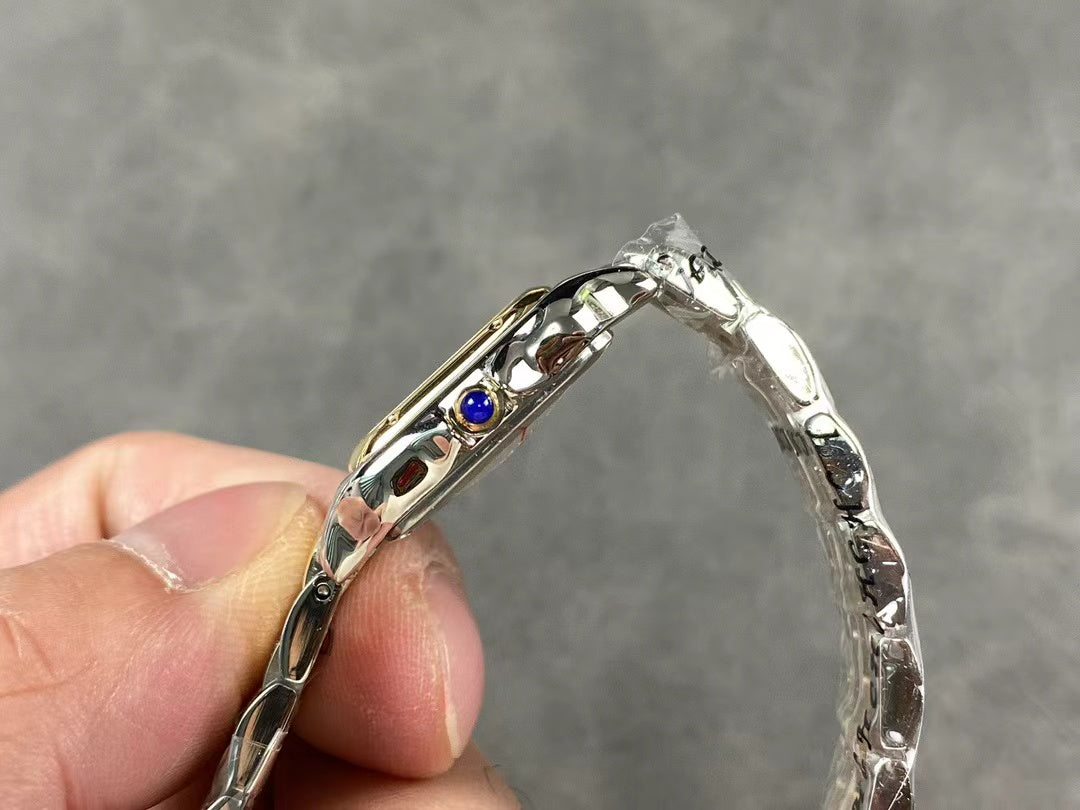 PANTHERE DE CARTIE 22MM QUARTZ GOLD STEEL WHITE DIAL