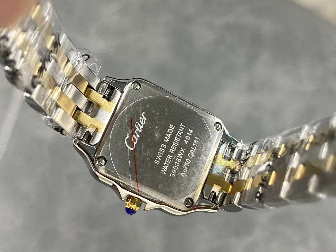 PANTHERE DE CARTIE 22MM QUARTZ GOLD STEEL WHITE DIAL