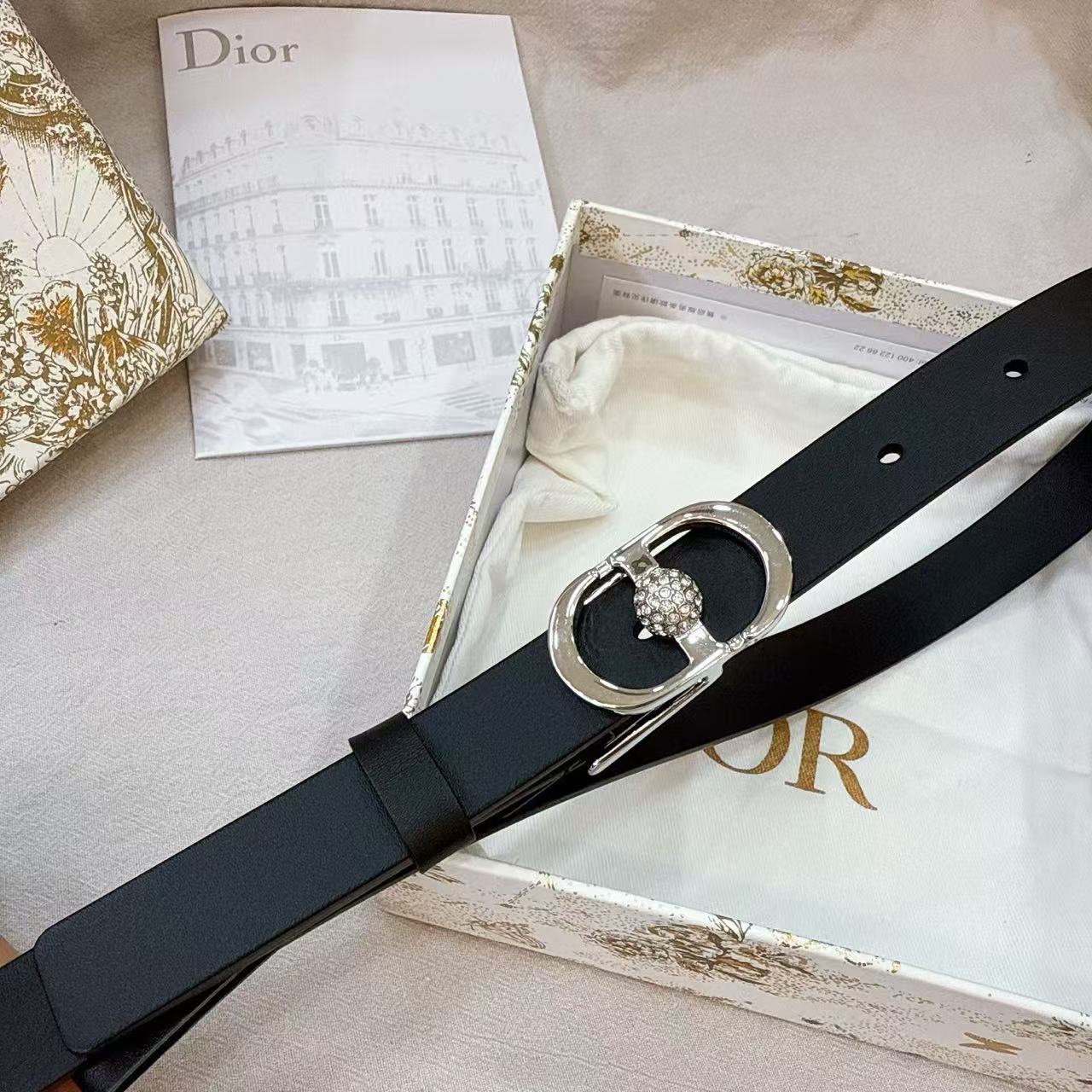 Dior CD Buckle Belt Black Leather