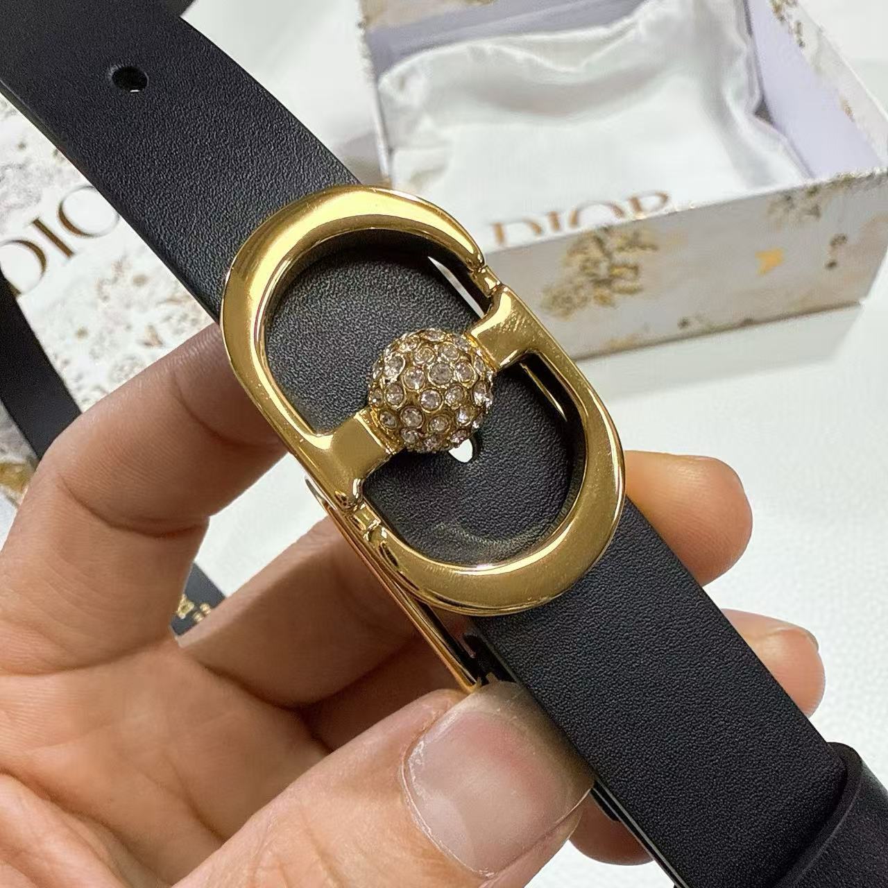 Dior CD Buckle Belt Black Leather