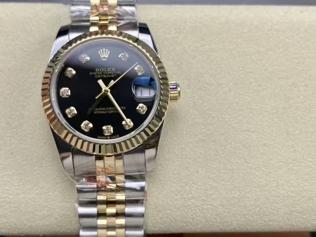 Rolex Datejust 31 2-Tone Jubilee Black Diamond Dial