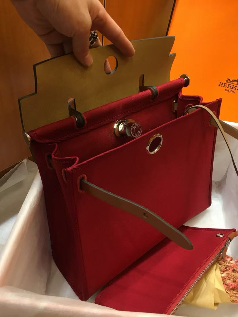 HM 2025 Herbag Zip 31 Dark Red Brown Leather Canvas