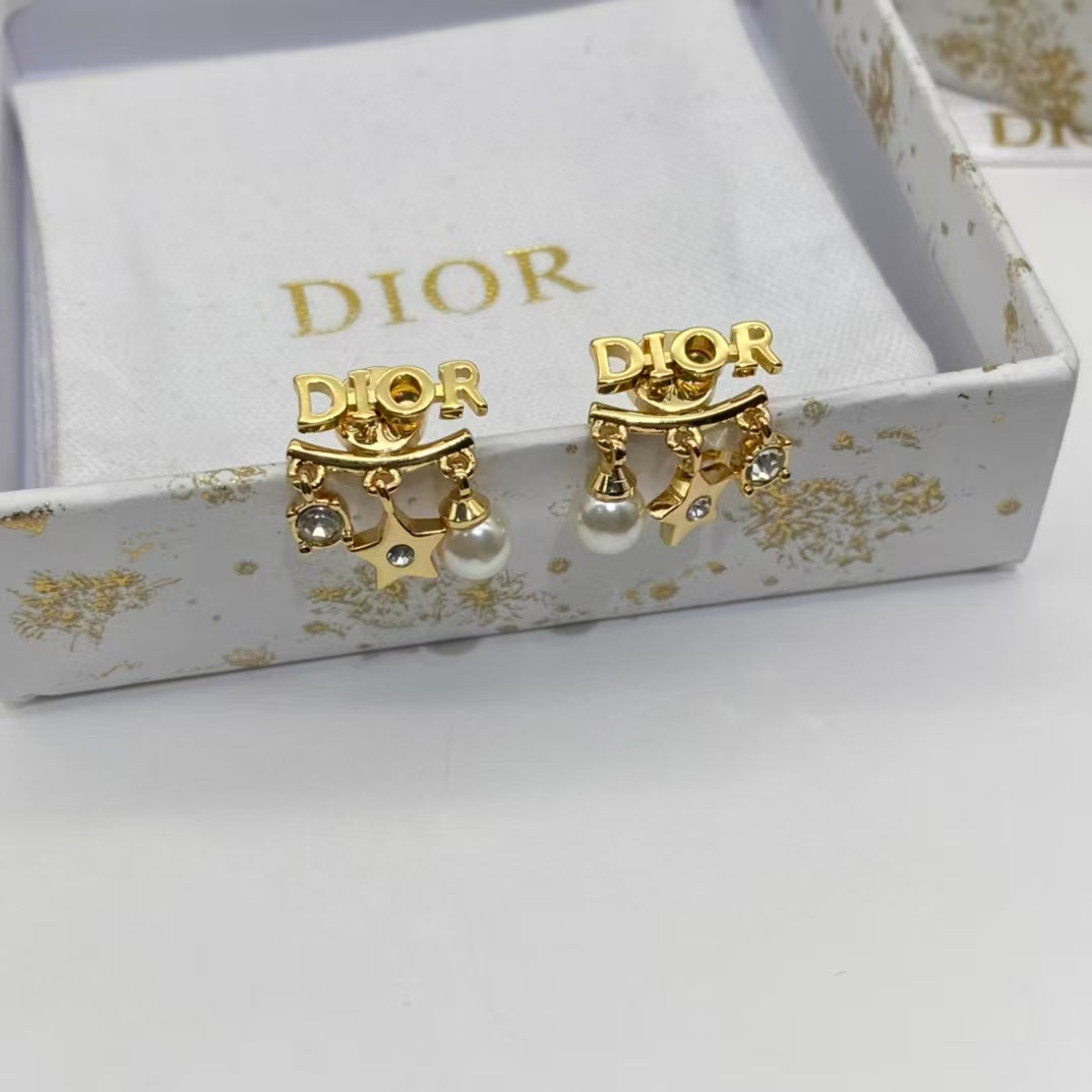 CD DioRevolution Earrings Gold-Finish Metal
