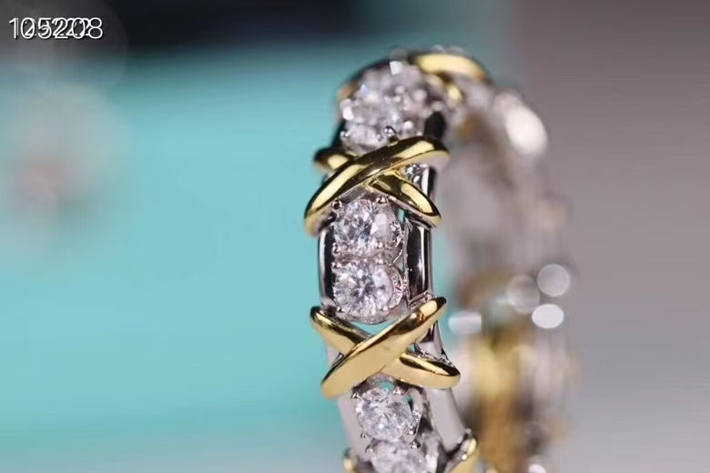 SIXTEEN STONE SILVER GOLD RING