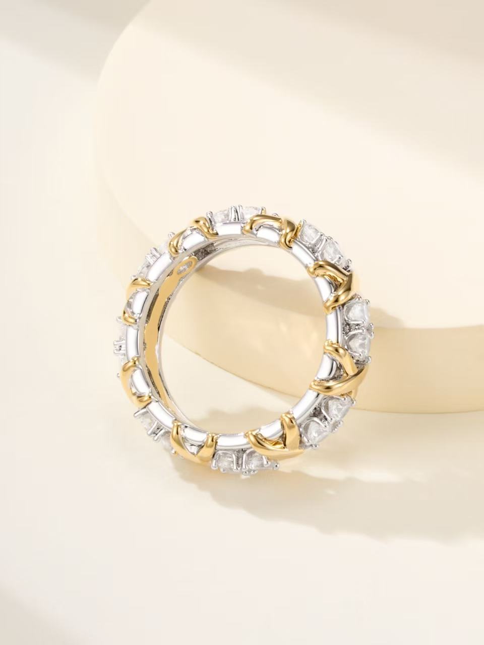 SIXTEEN STONE SILVER GOLD RING