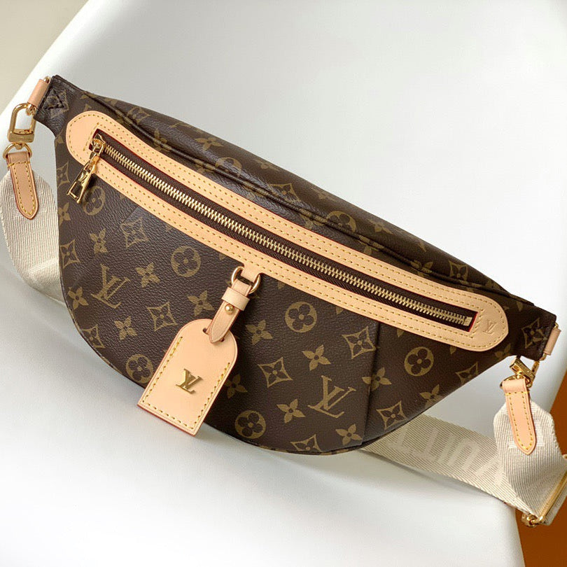 Louis Vuitton 2025 High Rise Bumbag Brown Beige Cowhide Canvas