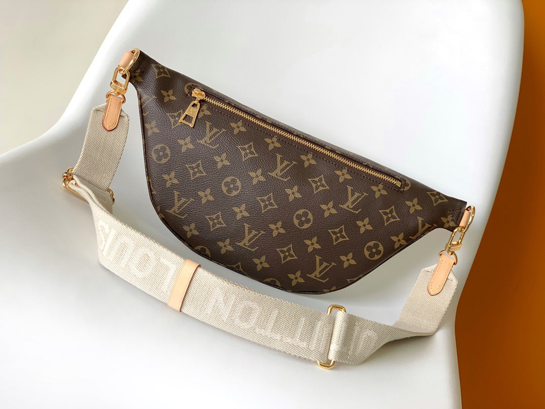 Louis Vuitton 2025 High Rise Bumbag Brown Beige Cowhide Canvas
