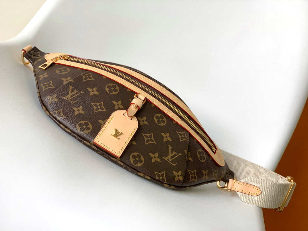 Louis Vuitton 2025 High Rise Bumbag Brown Beige Cowhide Canvas