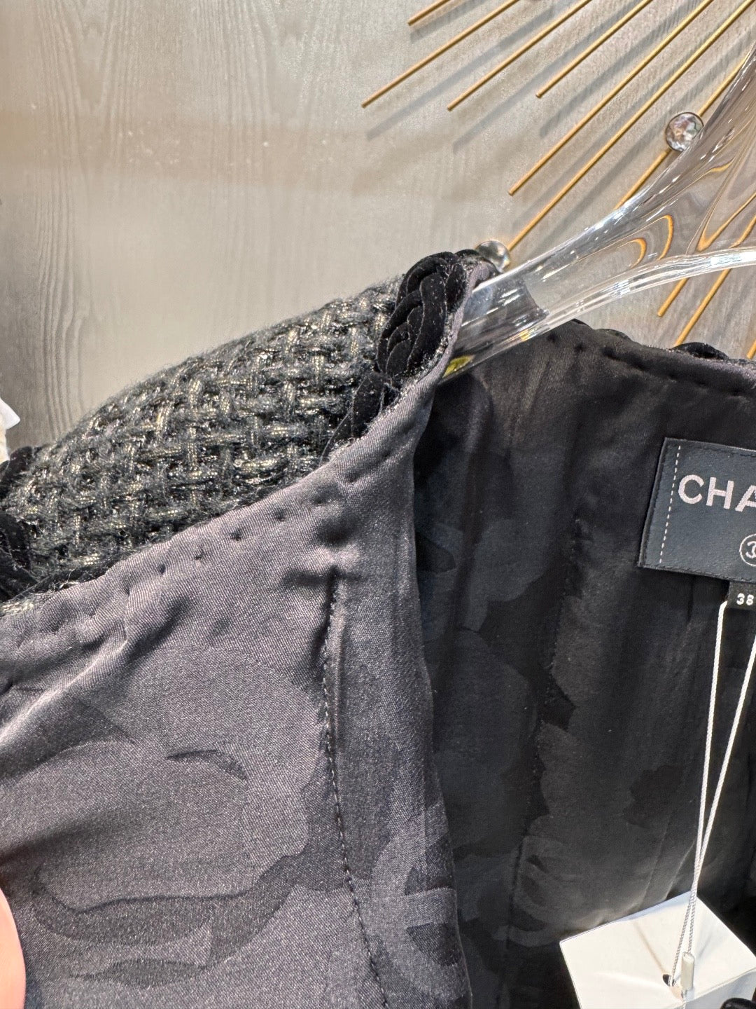 Chanel 2025 Jacket With Four Pockets And Velvet Trimblack Tweed