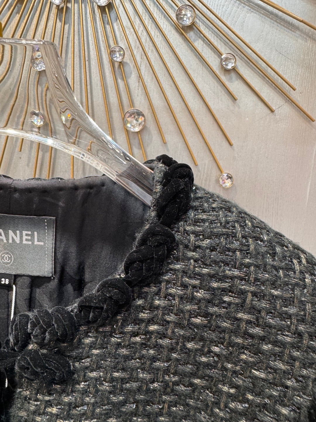 Chanel 2025 Jacket With Four Pockets And Velvet Trimblack Tweed