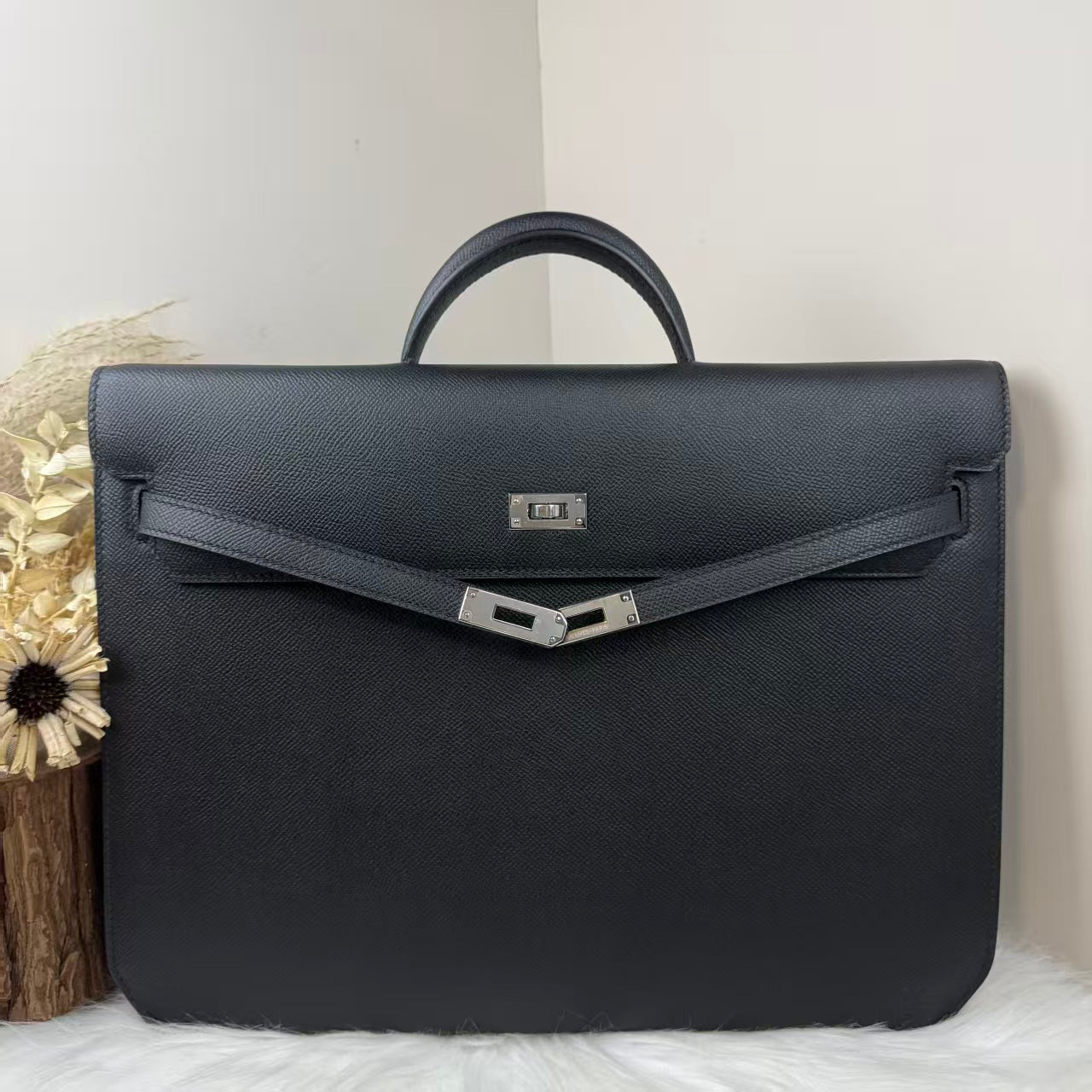Hermes 2025 Kelly Depeches 36 Black Togo Calfskin Briefcase