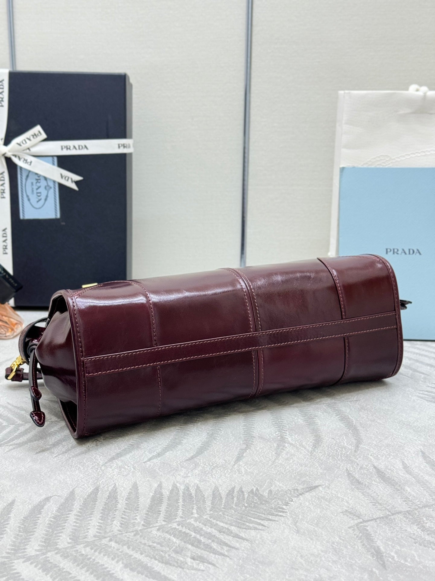 Prada Bonnie 32cm Bag Burgundy Calfskin