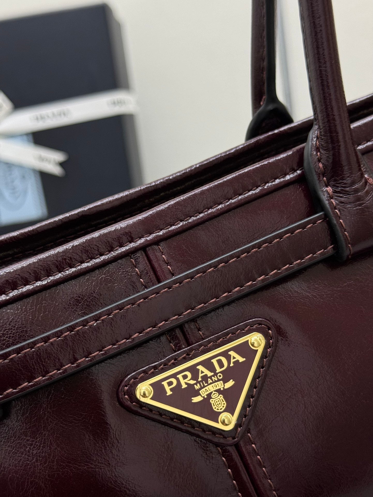 Prada Bonnie 32cm Bag Burgundy Calfskin