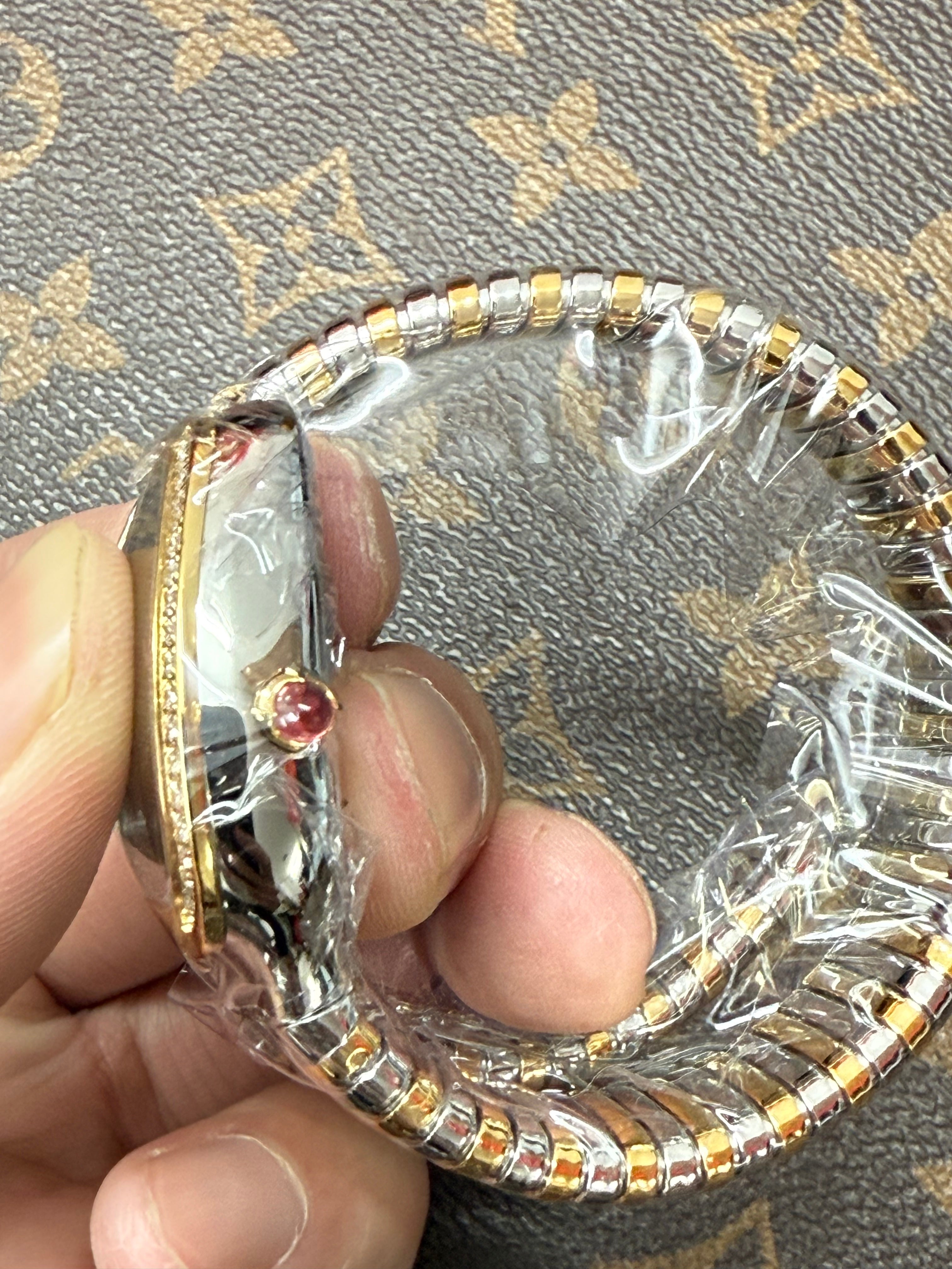 Bvlgari Serpenti Tubogas 35mm Diamond Ladies Gold Silver Black Dial Watch