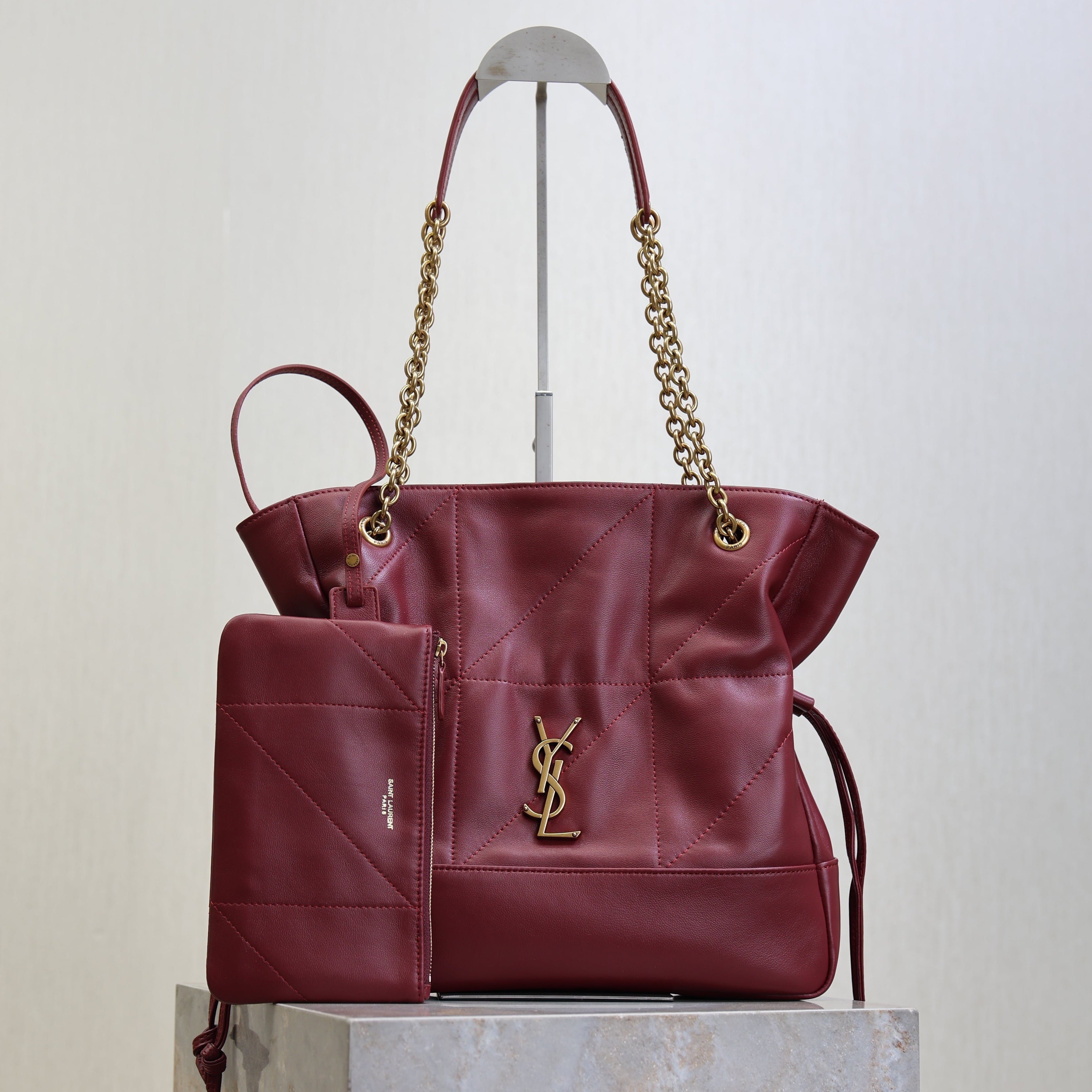 YSL 2025 Jamie Shopping Burgundy 29cm Lambskin