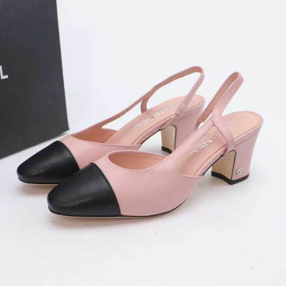Chanel 2025 Slingback Pink Black Lambskin