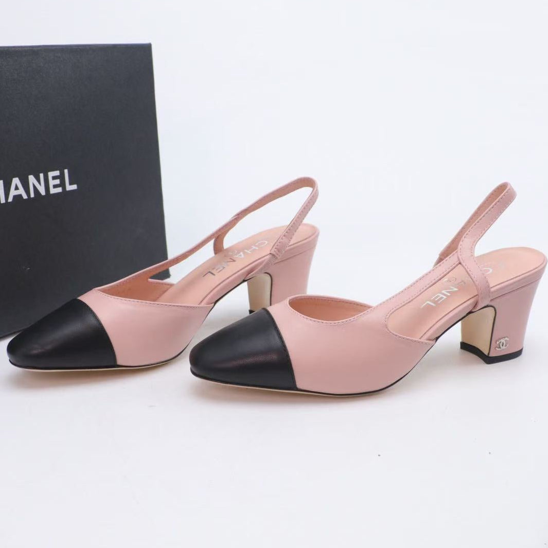 Chanel 2025 Slingback Pink Black Lambskin