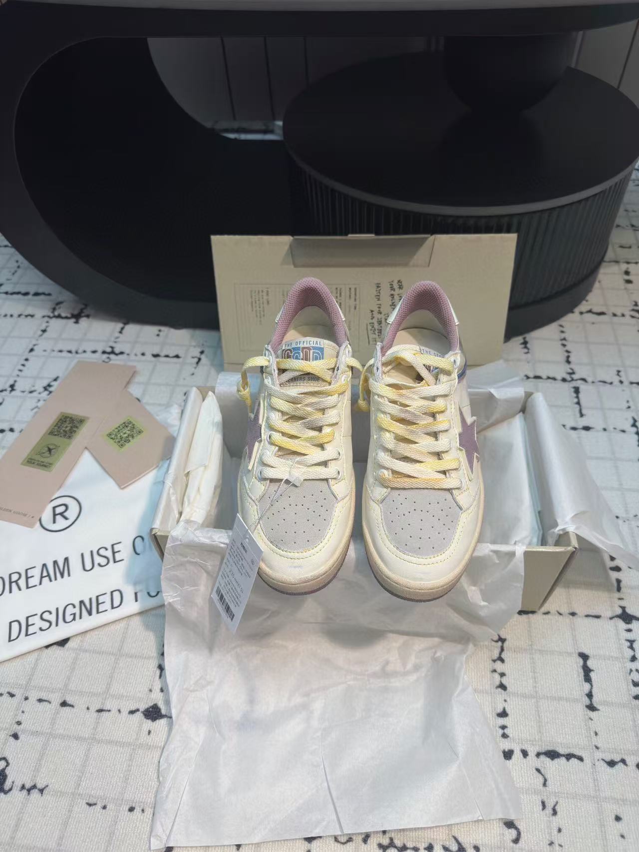 Golden Goose 2025 Ball Star Sneaker White Purple Leather Suede