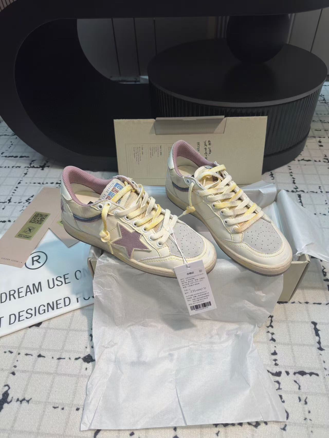 Golden Goose 2025 Ball Star Sneaker White Purple Leather Suede