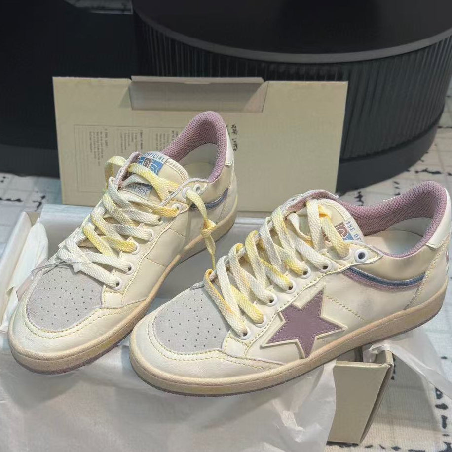 Golden Goose 2025 Ball Star Sneaker White Purple Leather Suede