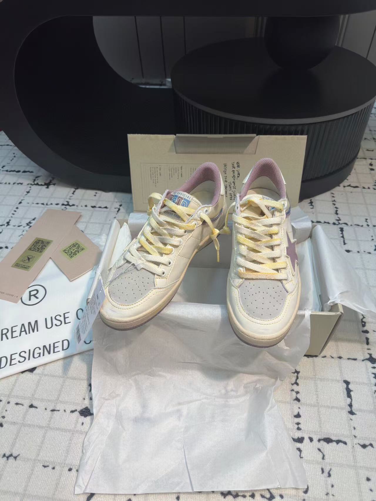 Golden Goose 2025 Ball Star Sneaker White Purple Leather Suede