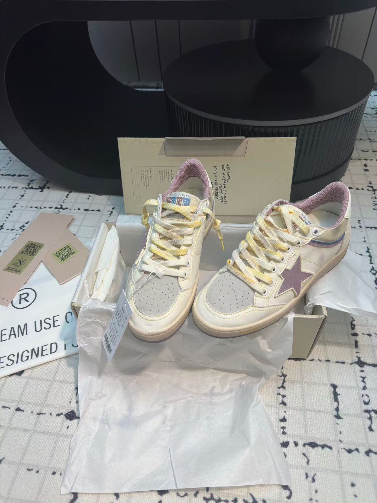 Golden Goose 2025 Ball Star Sneaker White Purple Leather Suede
