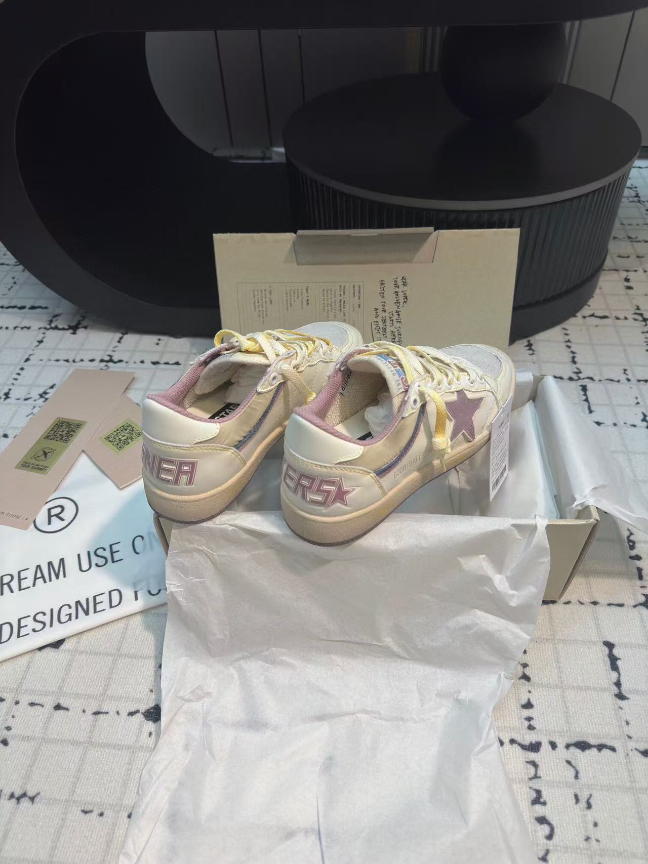 Golden Goose 2025 Ball Star Sneaker White Purple Leather Suede