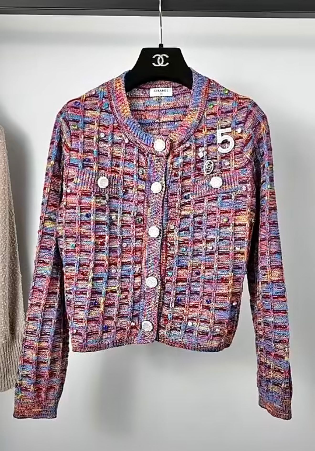 Chanel 2025 Cardigan Pink mix Colors Wool