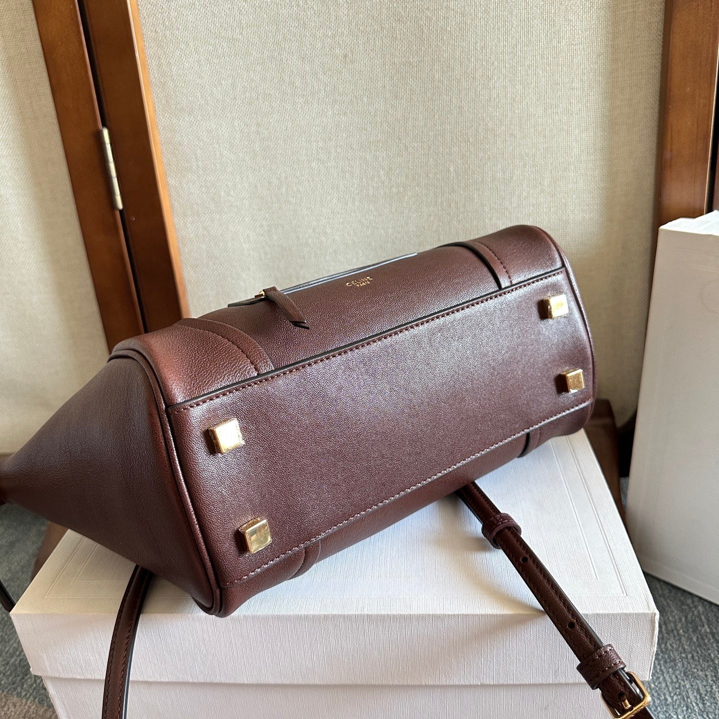 Celine 2025 Luggage Bag Burgundy Leather