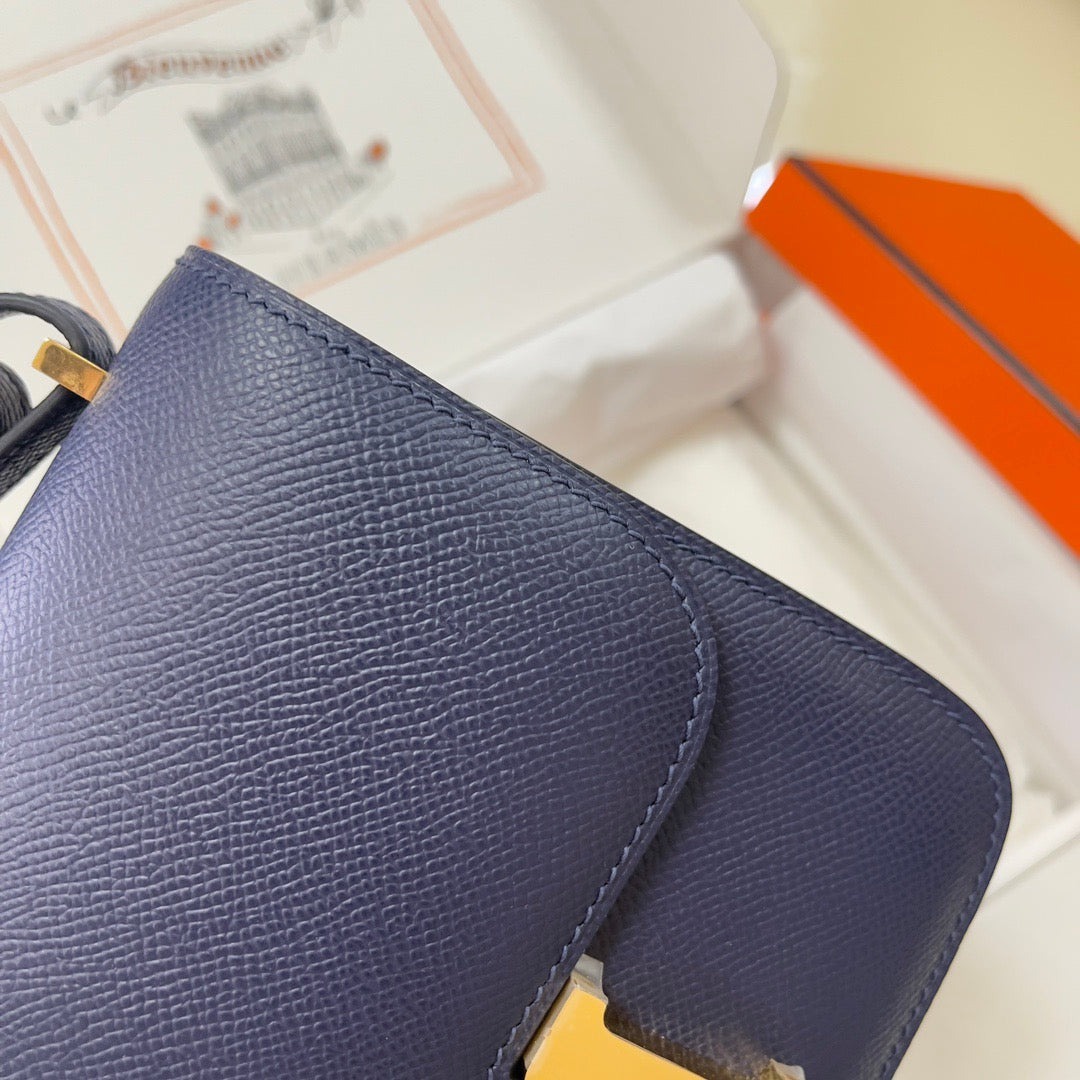 Hermes 2025 Constance Bag Blue Indigo Epsom Leather With Gold Hardware