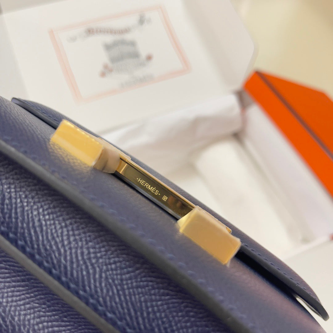 Hermes 2025 Constance Bag Blue Indigo Epsom Leather With Gold Hardware