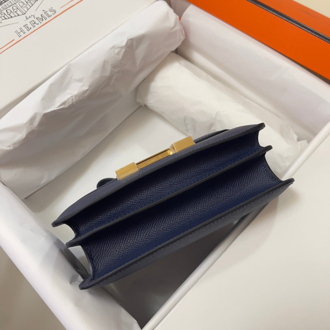 Hermes 2025 Constance Bag Blue Indigo Epsom Leather With Gold Hardware
