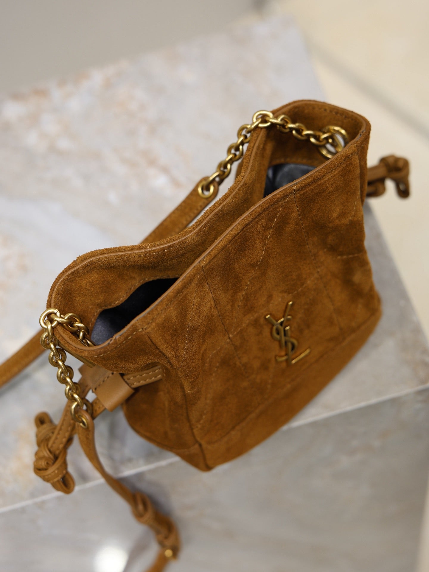 Saint Laurent 2025 Jamie Shopping Bag Brown Suede